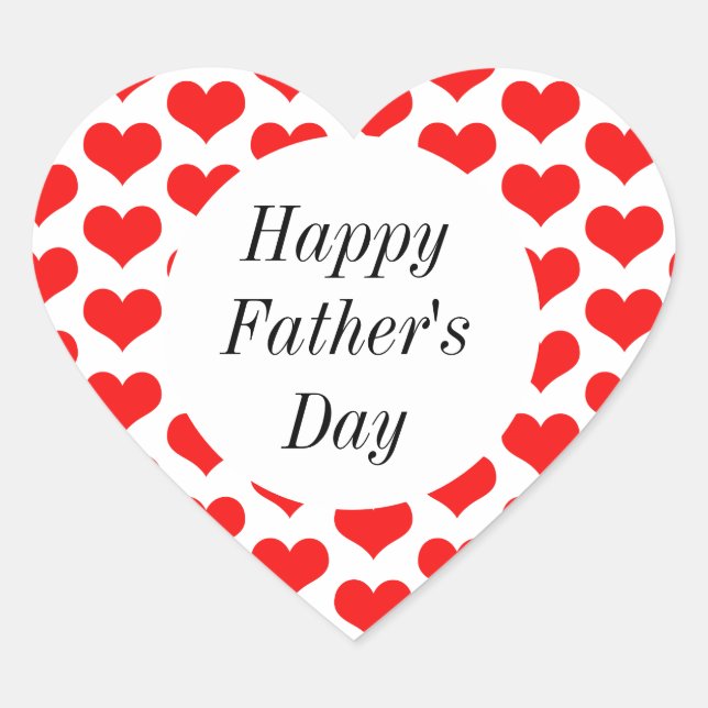 Happy Fathers Day Red Heart Patterns Custom Classy Heart Sticker (Front)
