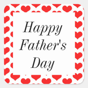 Happy Fathers Day Red Heart Patterns Custom Classy Square Sticker