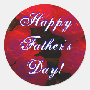 Happy Father's Day Red Roses Classic Round Sticker