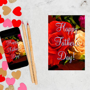 Happy Father's Day Red Yellow Roses Poster