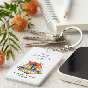 Happy Fathers Day Retro Script Golf Dad Keepsake Key Ring