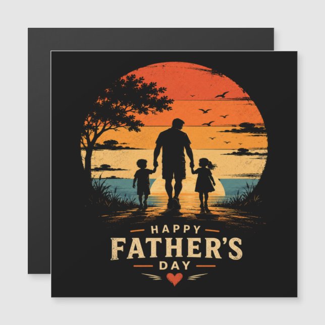 Happy Fathers Day Retro Sunset Dad Son (Front/Back)