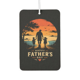 Happy Fathers Day Retro Sunset Dad Son Car Air Freshener