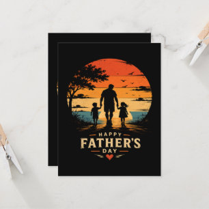 Happy Fathers Day Retro Sunset Dad Son Invitation