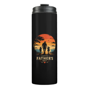 Happy Fathers Day Retro Sunset Dad Son Thermal Tumbler