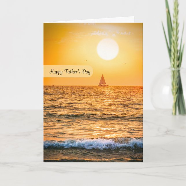 Happy Fathers Day Sailboat Sunset Photograph  Holiday Card (Front)
