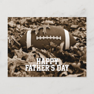 Happy Father's Day Sepia Football Postcard