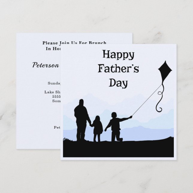 Happy Fathers Day Silhouette Family Reunion Brunch Invitation (Front/Back)