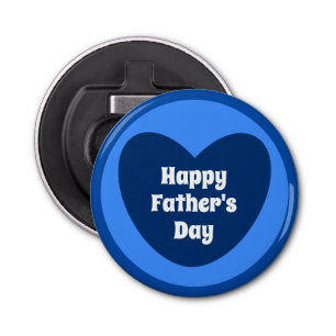 Happy Father's Day Simple Cute Navy Blue Heart Bottle Opener