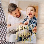 Happy Father's Day Simple Modern Custom Photo Foil Holiday Card<br><div class="desc">This simple and modern design is composed of handwritten font typography and add a custom photo.</div>