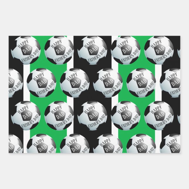Happy Fathers Day Soccer Baller Football Wrapping Paper Sheet (Front)
