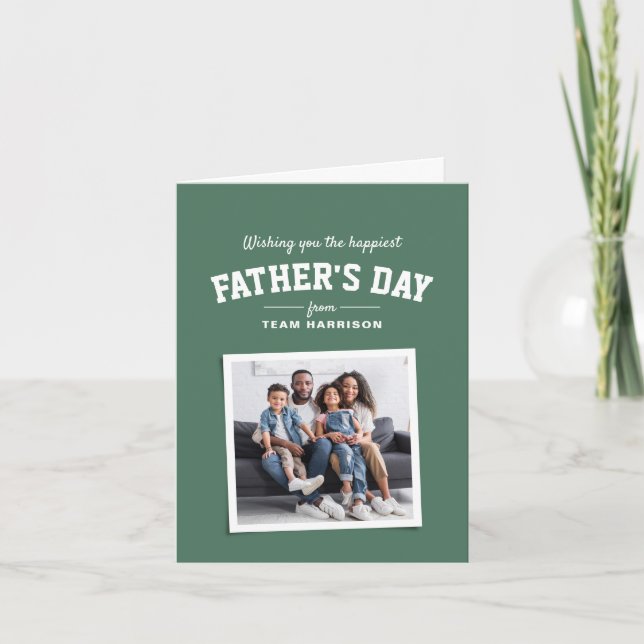 Happy Father's Day sporty one photo green Card (Front)