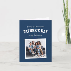 Happy Father's Day sporty one photo navy blue Card