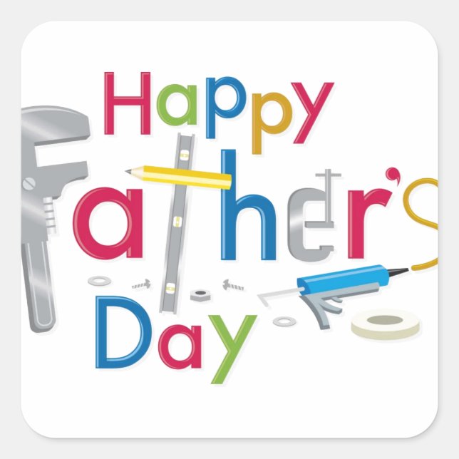 happy father's day square sticker (Front)