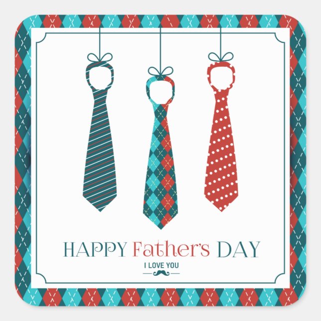 Happy Father's Day Square Sticker (Front)