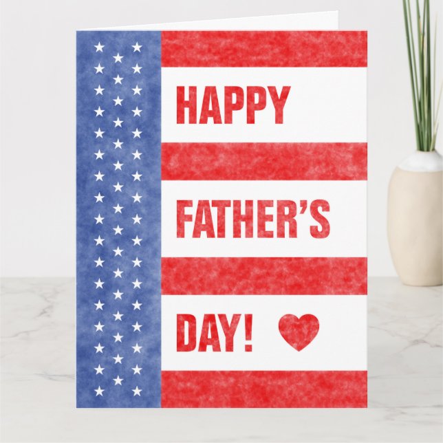 Happy Father's Day Stars and Stripes (8.5x11) Card (Front)