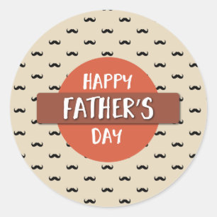 Happy Father's Day Stickers with Moustache Pattern