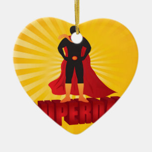 Happy Fathers Day Super Dad Sun Rays Illustration Ceramic Ornament