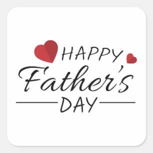 Happy Father's Day text art with hearts Square Sticker