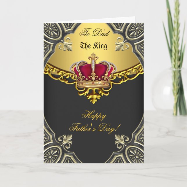 Happy Father's Day The King Crown Gold Photo Card (Front)