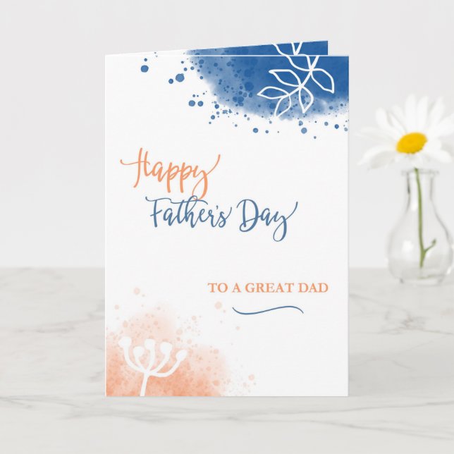 Happy Father's Day to a Great Dad Watercolor Card (Small Plant)