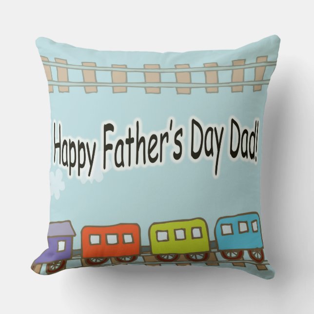 Happy Fathers Day Train Cushion (Front)