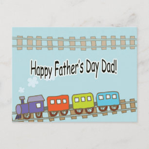 Happy Fathers Day Train Postcard