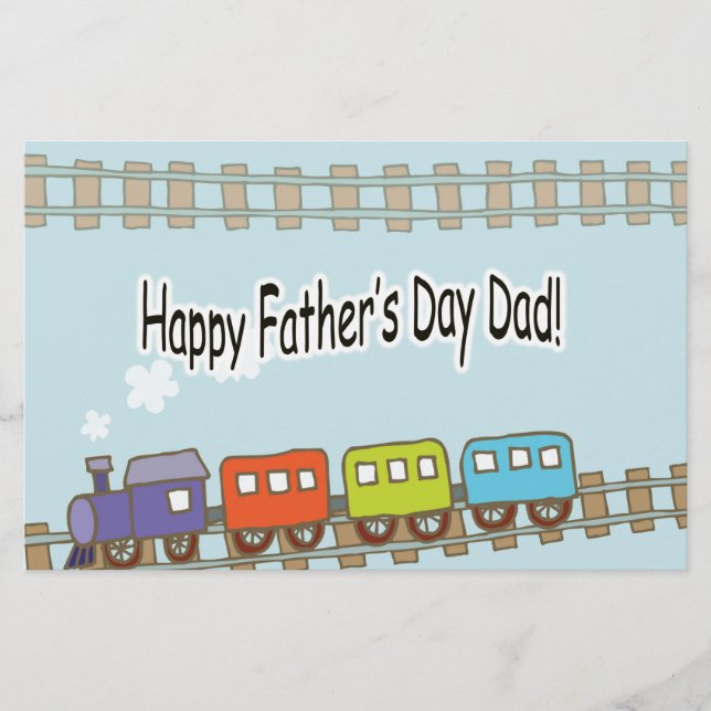 Happy Fathers Day Train Stationery (Front)
