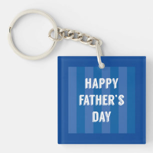 Happy Father's Day Typography Blue Key Ring