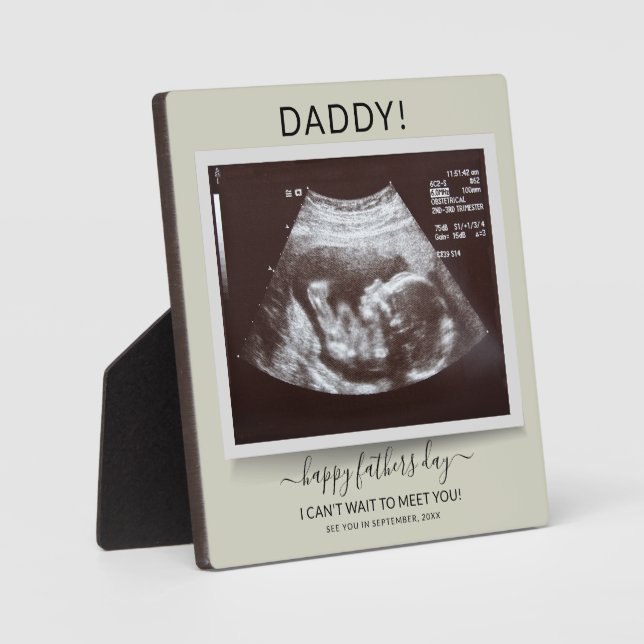 Happy Fathers Day Ultrasound Pregnancy Reveal Plaque (Front)