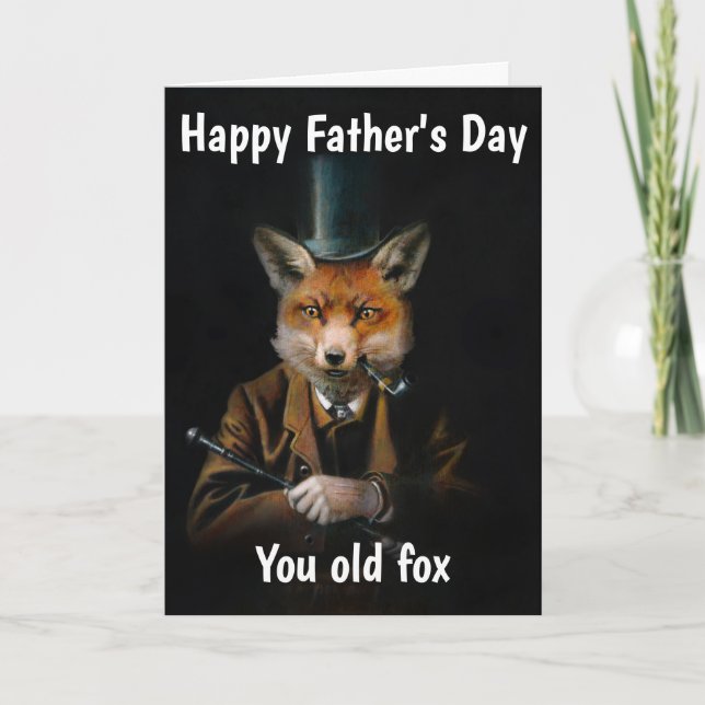 Happy Father's Day Victorian Fox  Card (Front)