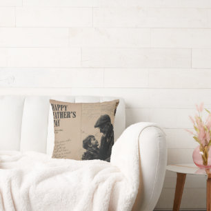 Happy Father's Day Vintage Letter and Grandpa  Cushion