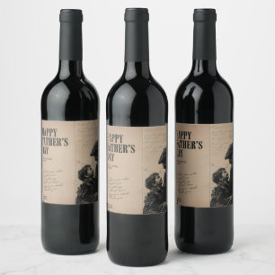 Happy Father's Day Vintage Letter and Grandpa Wine Label