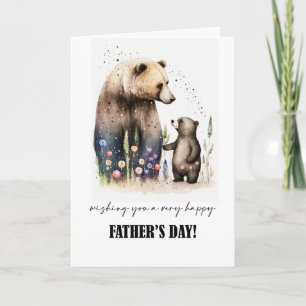 Happy Father's Day. Watercolor Cute Bears Painting Card