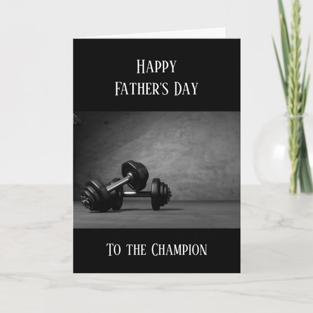 Happy Father's Day Weight Lifting Gym Fitness Card (Front)