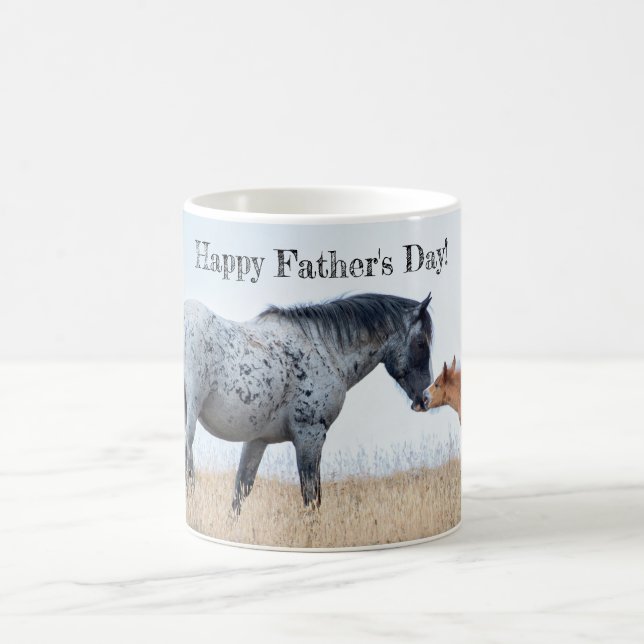 Happy Father's Day Wild Horse Stallion and Foal Coffee Mug (Center)