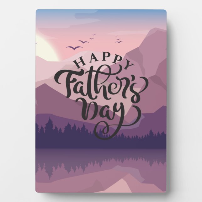 Happy Father's Day with mountains Plaque (Front)