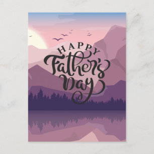 Happy Father's Day with mountains Plaque Postcard
