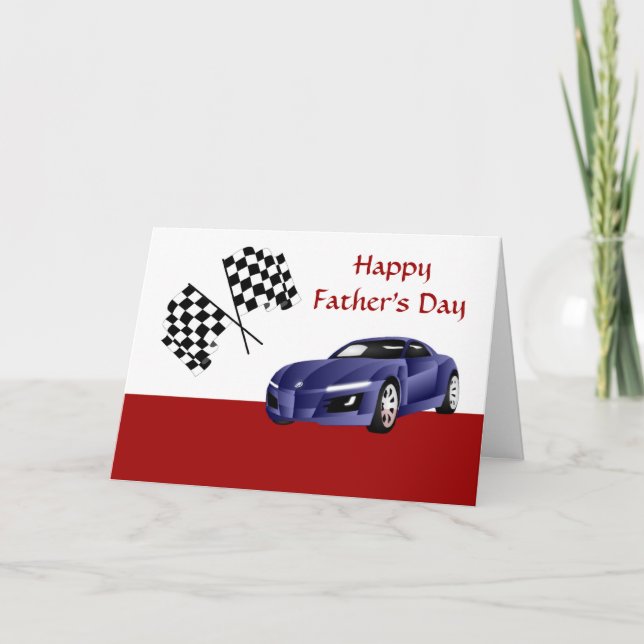 Happy Father's Day with racing car to Dad Card (Front)
