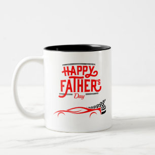 Happy Father's Day with Racing Red Car Two-Tone Coffee Mug