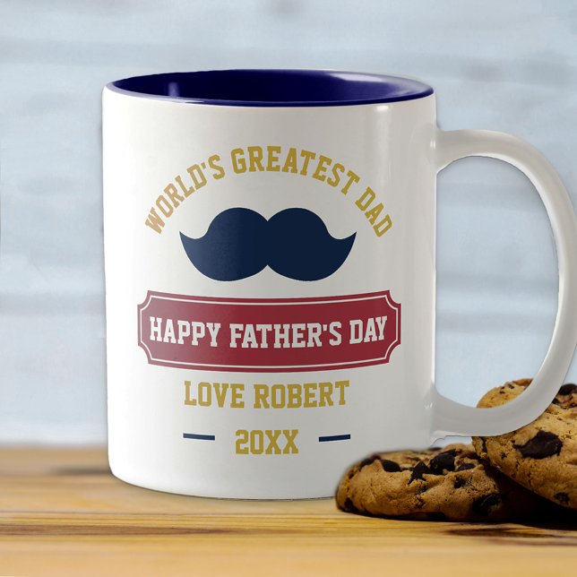 Happy Fathers Day Worlds Greatest Dad - Blue Two-Tone Coffee Mug (Creator Uploaded)