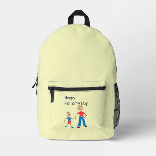 Happy Father's Day yellow Printed Backpack