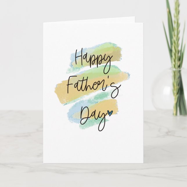 Happy Father's Day Yellow Watercolour Card  (Front)