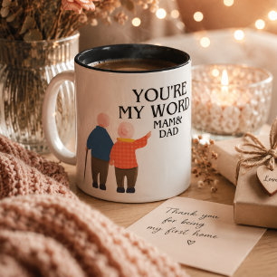 Happy Father's Day You're My World Mum and Dad Gia Two-Tone Coffee Mug