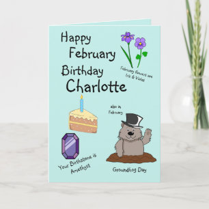Happy February Birthday Folded Greeting Card