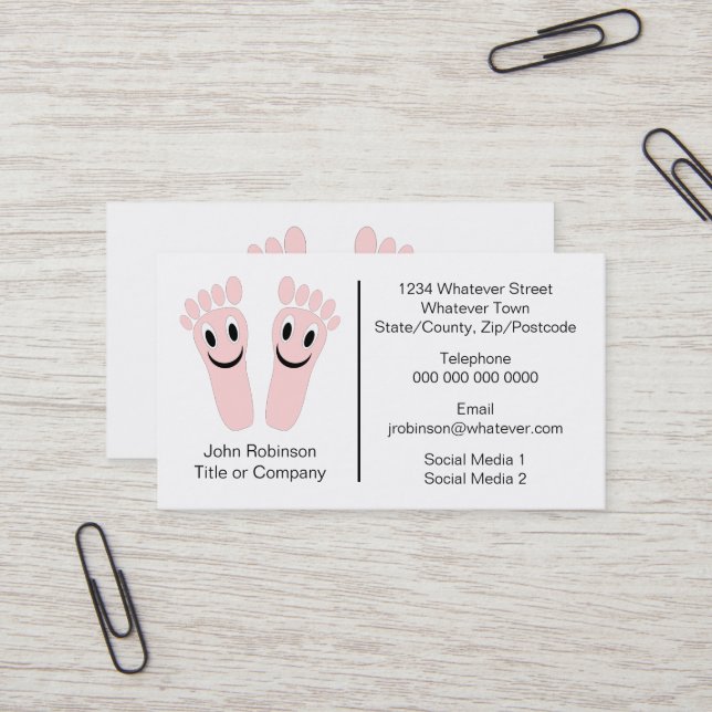 Happy Feet Chiropodist Business Card (Front/Back In Situ)