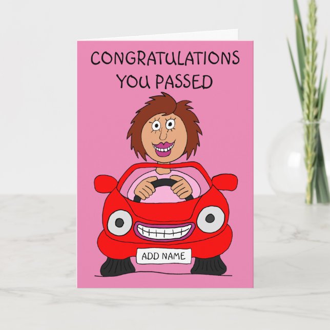 Happy Female Just Passed Driving Test Card (Front)