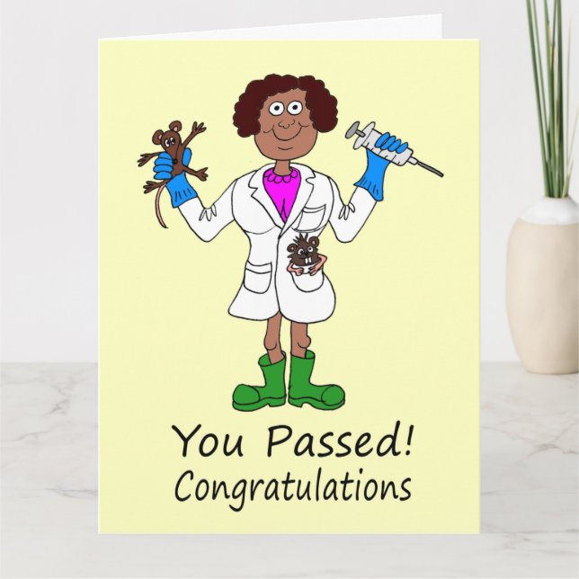 Happy Female Just Passed Medical Exam Card (Front)