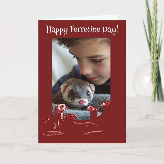 Happy Ferretine's Day with Ferrets Valentine Holiday Card (Front)