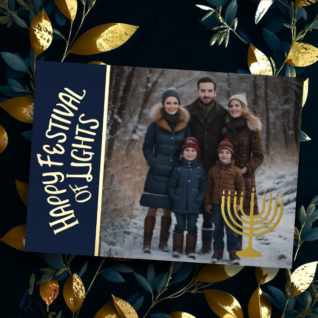 Happy Festival of Lights and Your Photo Menorah Foil Holiday Card (Creator Uploaded)